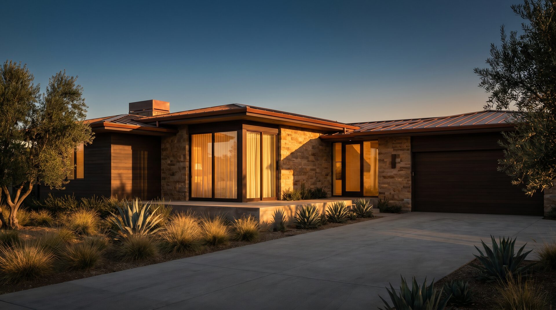 Premium modern Central Valley home at golden hour