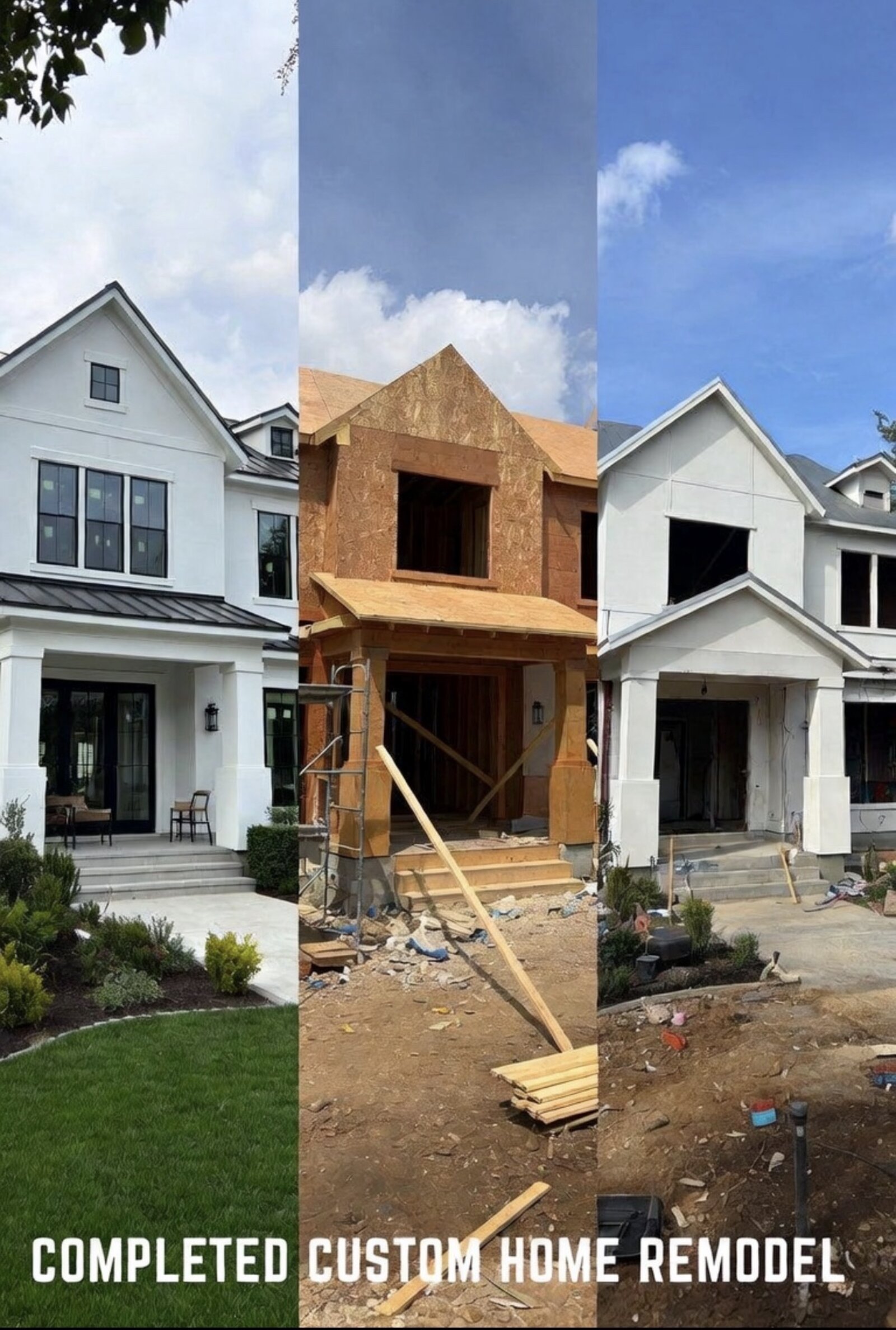 Custom home by On Point Design Construction shown from framing through finished build